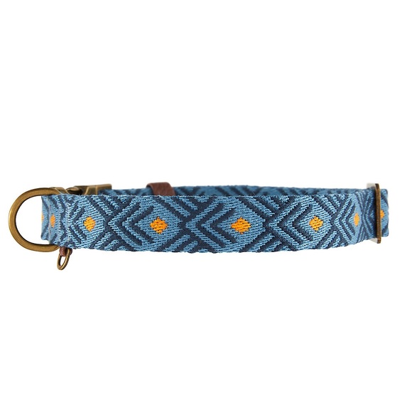 Top Paw® Blue Aztec Linen Blend Dog Collar - Picture 3 of 8